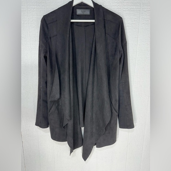 Blank NYC faux suede drape wrap front jacket black size S - Picture 5 of 11